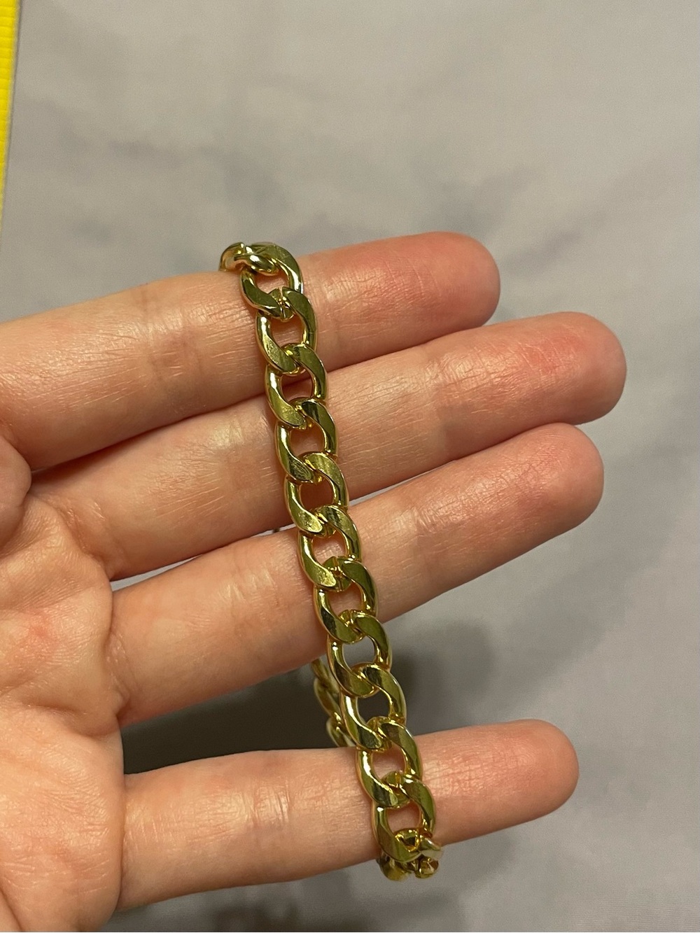 Gold Curb Chain Link Bracelet Chunky Statement Adjustable Extender